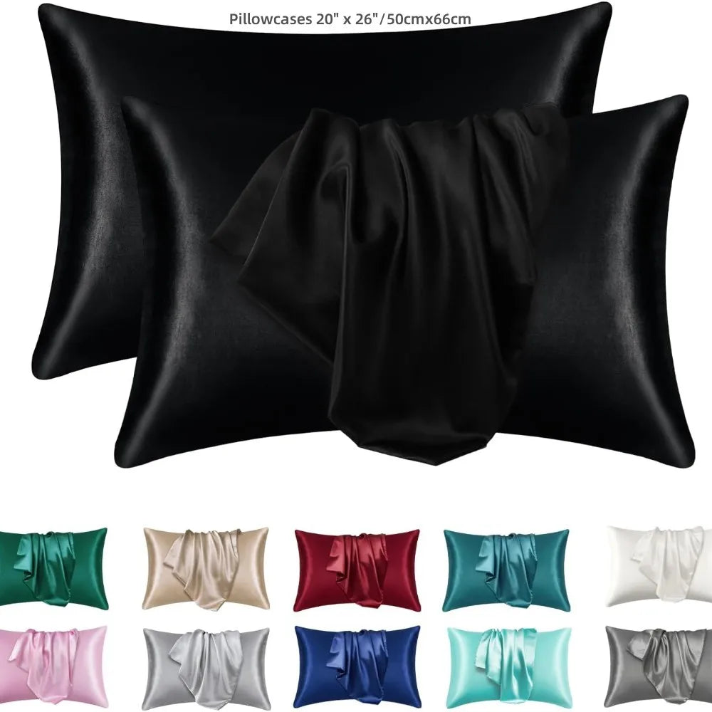 2-Pack Charmeuse Satin Pillowcases, Multiple Sizes