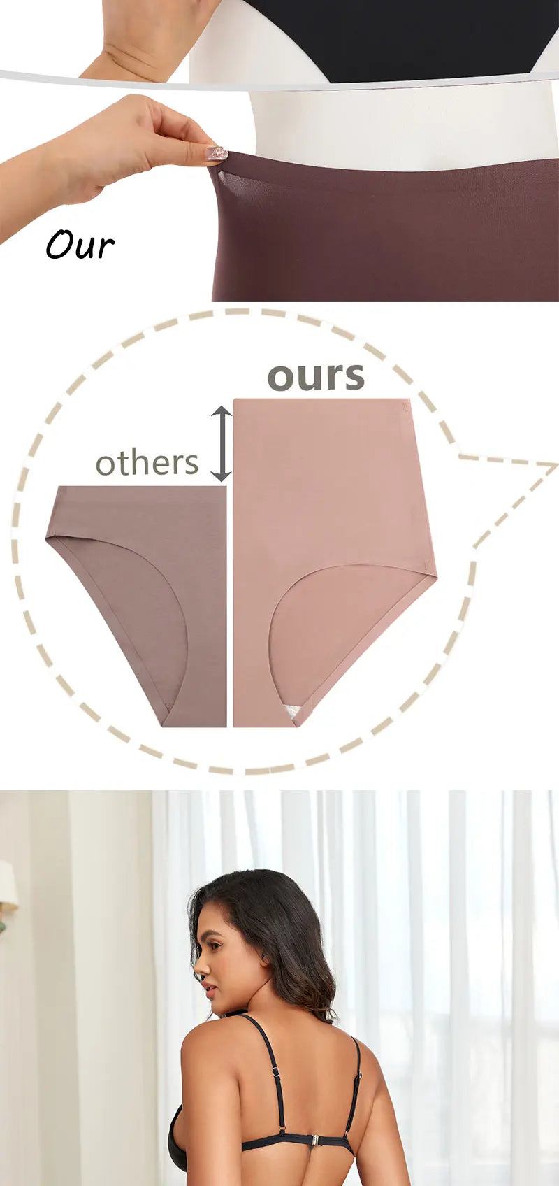 FINETOO 3Pcs Women's Panties Seamless Underwear Invisibles Briefs High Waist Full Coverage Breathable Moisture Wicking Underpant