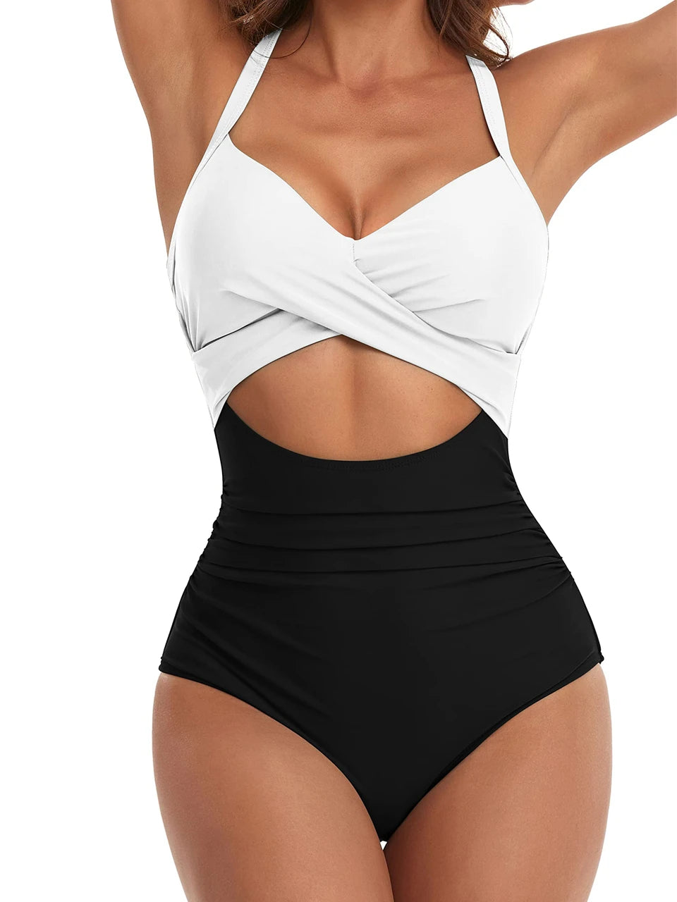 Ruched One-Piece Swimsuit for Women – Solid Color Bodysuit | Adjustable Straps | S–XXL