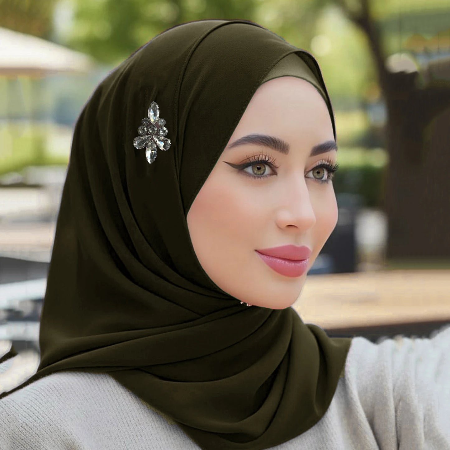 Fashion Rhinestone Chiffon Scarf Lady Muslim Hijab Luxury Crystal Scarf Plain Shawl Women Long Scarf Head Wraps