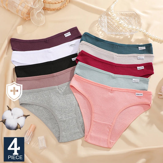 4-Pack Cotton Briefs – Soft Low Rise Women's Underwear M-4XL Plus Size