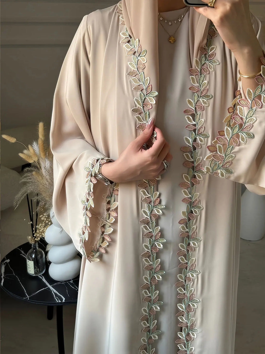 Women's Luxury Embroidered Abaya | Sequin & Bead Detail | Gulf Style
