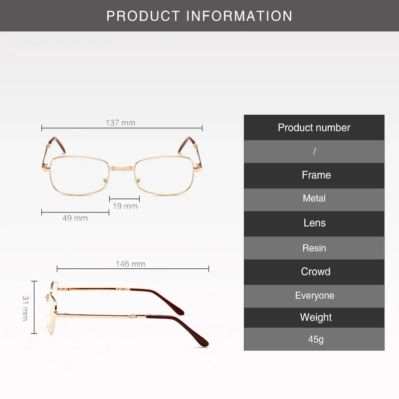 Foldable Reading Glasses | Gold-Tone Frame, +1.00 to +4.00