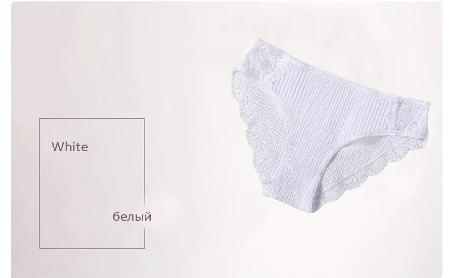 FINETOO 7PCS Cotton Underwear Women's Panties Set Comfort Underpants Floral Lace Briefs For Woman Sexy Low-Rise Pantys Intimates