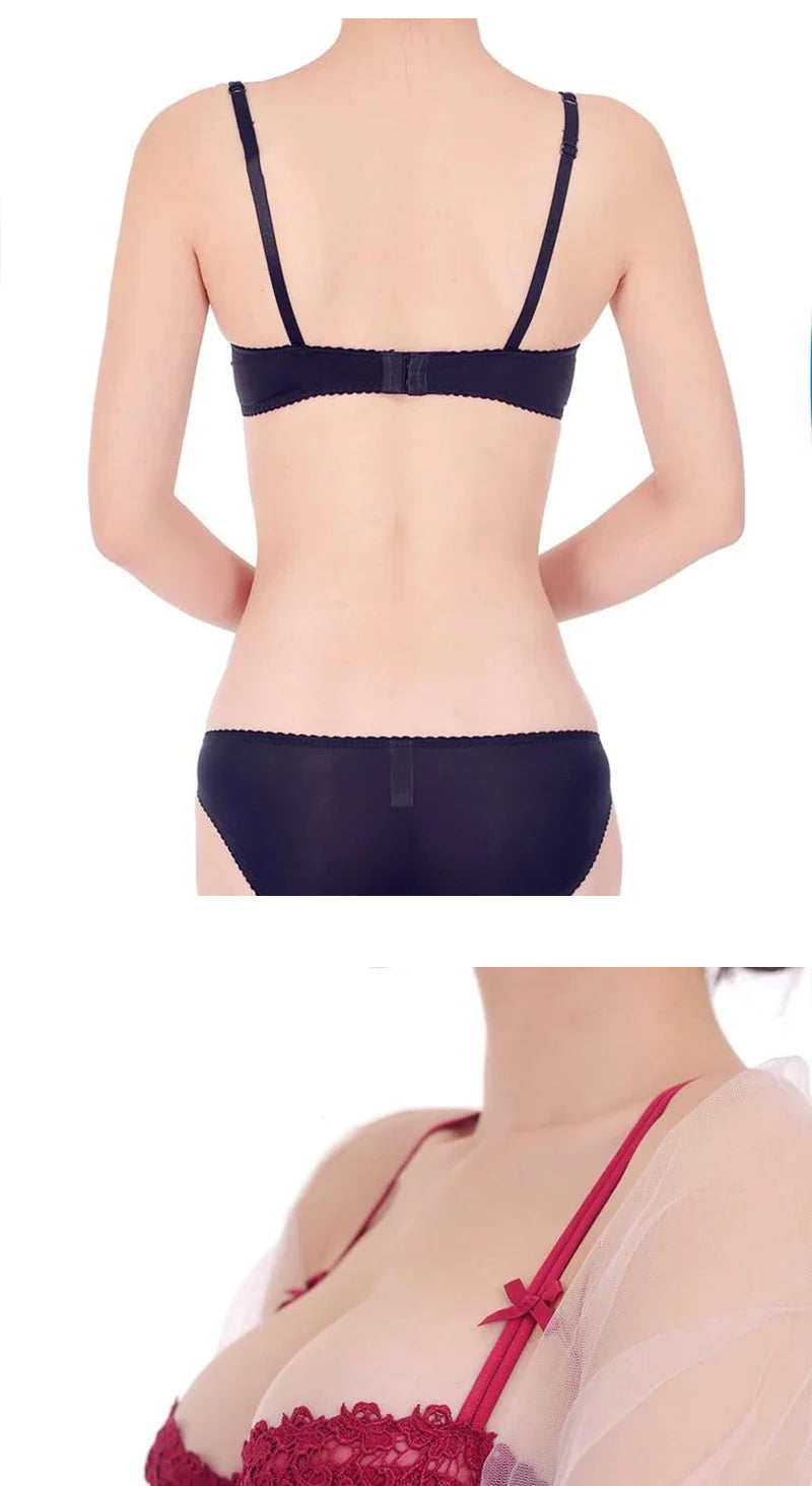 Women's Plus Size Sexy Half Cup Lace Bra | Sheer Mesh Unlined Bralette with Underwire | Natural Lift Lingerie for A-D Cup (70A–95D)