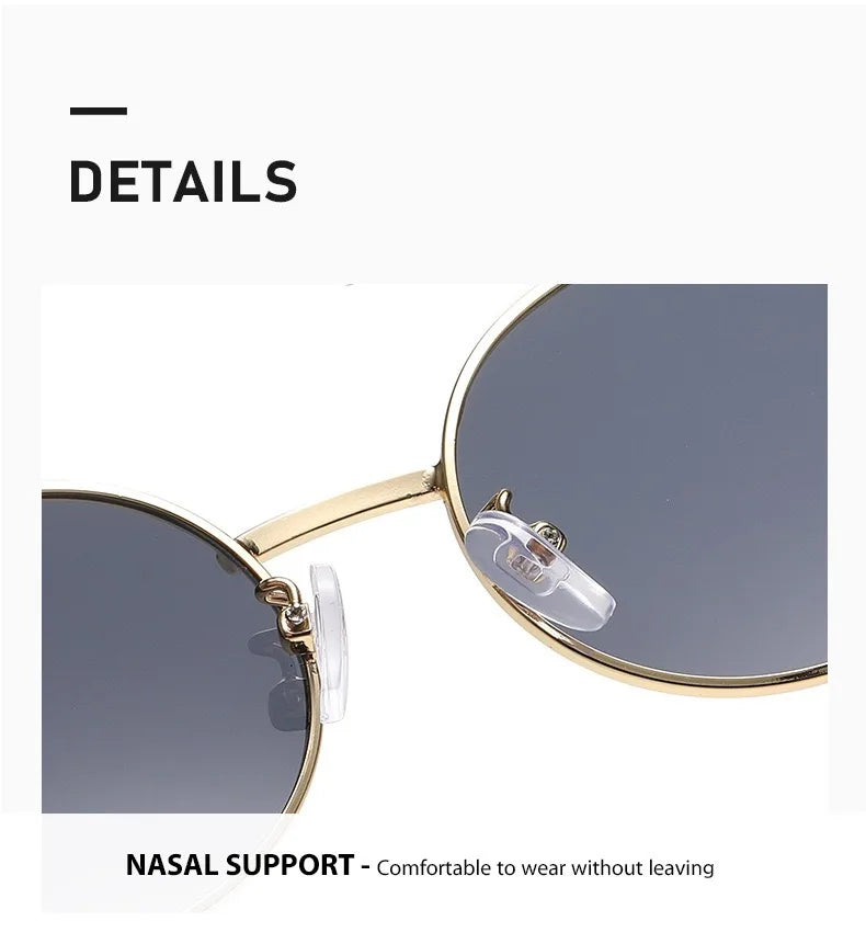 Retro Small Oval Metal Sunglasses | Gold & Black | Myopia Options