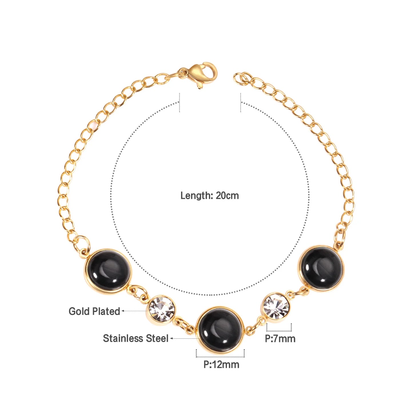 Evil Eye Bracelet – 18K Gold-Plated Stainless Steel Boho Charm Bracelet for Women