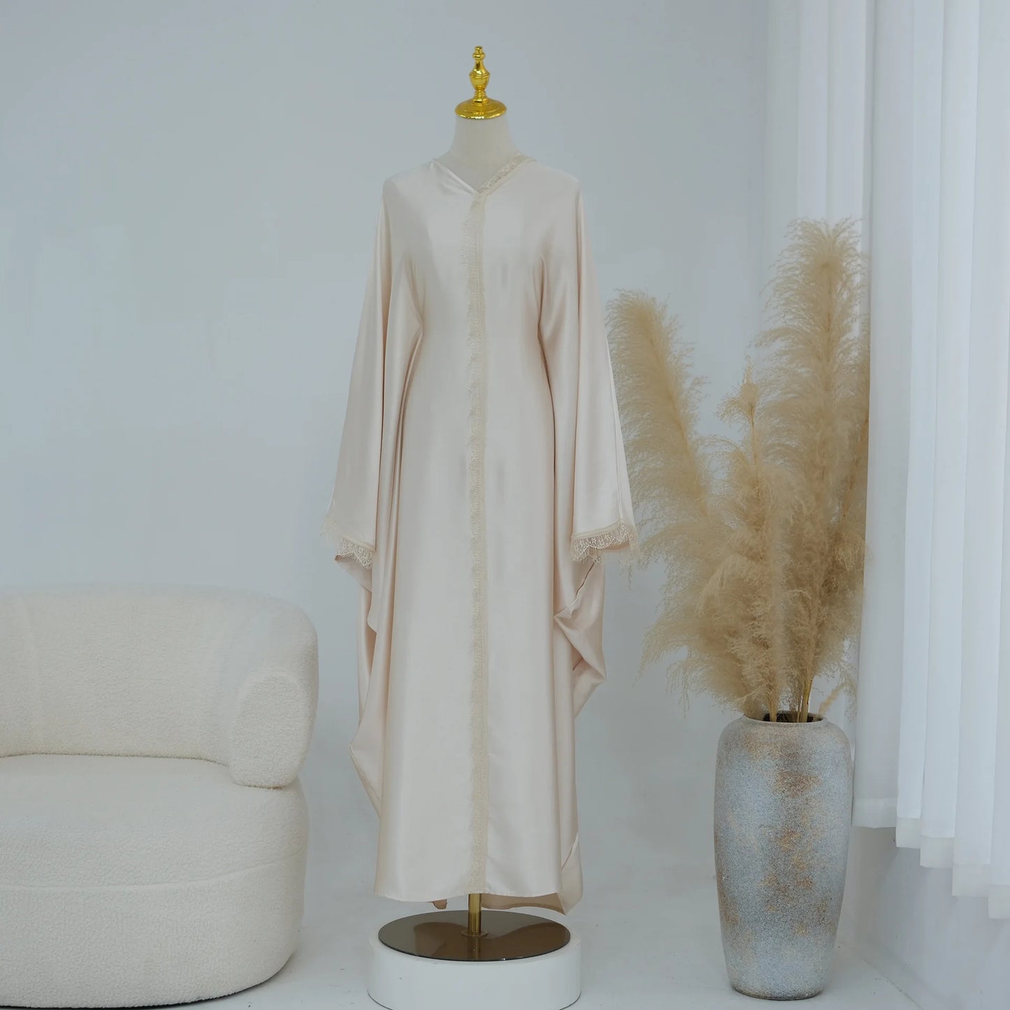 2026 New Luxury Dubai Abaya for Women V-Neck Loose Fit Long Sleeve Open Front Flowy Modest Dress Muslim Abaya with Free Shipping