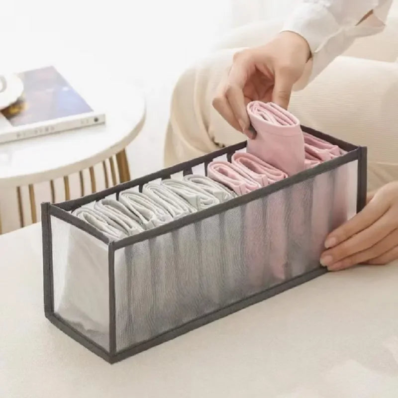 11 Compartment Home Collapsible Underwear Storage Box Nylon Organizing Dormitory Storage Bra Organizing Breathable Mesh Bag