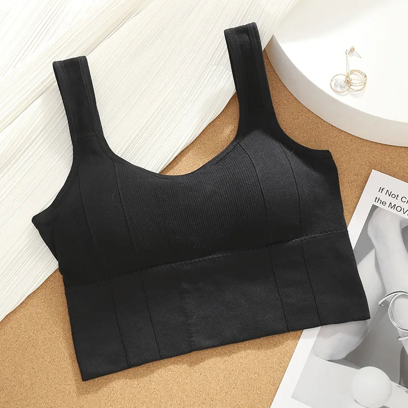 Women's Letter Print Bandeau Sports Bra – Wire-Free Padded Top | Gym Yoga Sleep