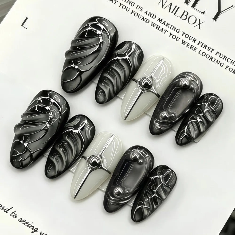 Short Almond Press-On Nails with Glue - Butterfly & Floral Glitter, 24 Pieces