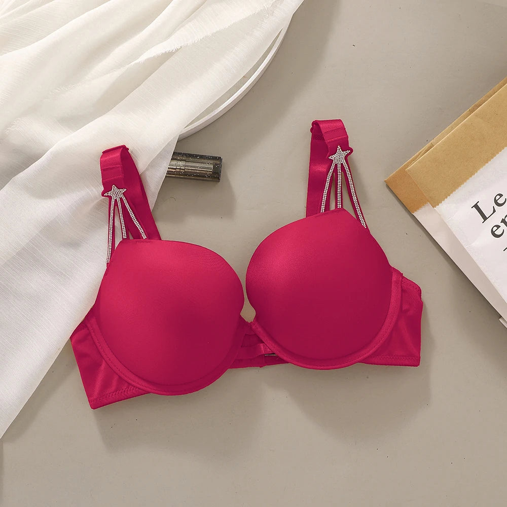 Women's Demi Padded Lace Push-Up Bra – 3/4 Cup Seamless Underwire Lingerie