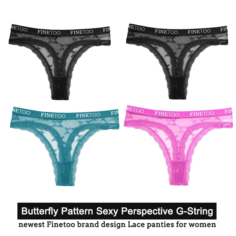 Women's Floral Lace G-String Thongs – 4-Piece Set | Butterfly T-Back Sexy Underwear (S–XL)