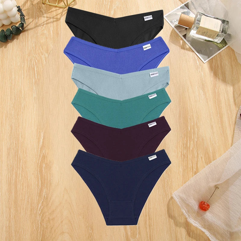 FINETOO 6Pcs/Set M-4XL Sexy Cotton Panties Female Underpants Sexy Panties for Women Briefs Underwear Plus Size Pantys Lingerie