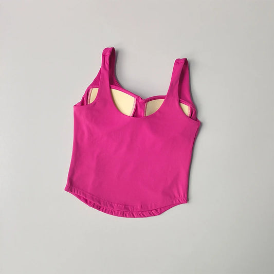 Seamless Crop Top Sports Vest – Sleeveless Tube Bra Cami for Gym, Running & Streetwear