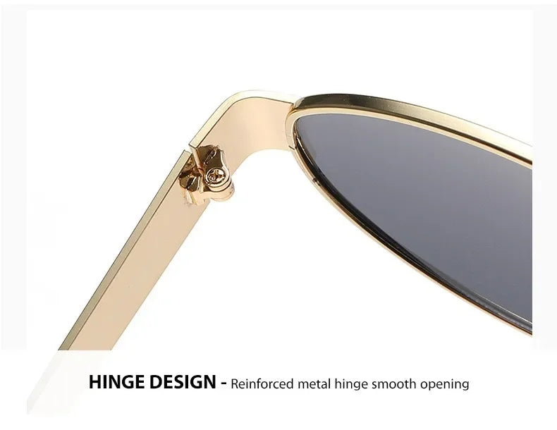 Retro Small Oval Metal Sunglasses | Gold & Black | Myopia Options