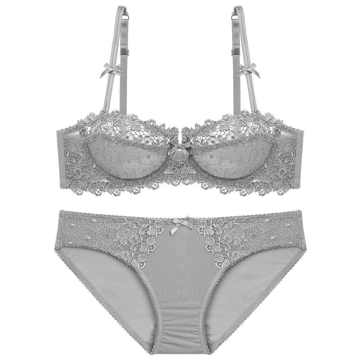 Lace Push-Up Bra & Brief Set – Underwire, Embroidery, Plus Size | Women's Lingerie