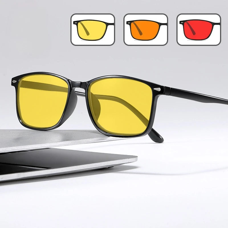Rectangle Tinted Glasses | Orange & Red Lens Styles