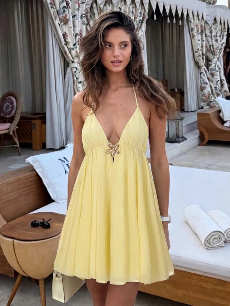 Blue V Neck Satin Lace Patchwork Maxi Dress Chic Spaghetti Strap Backless Slip Dress 2026 Summer new Lady Beach Holiday Vestidos