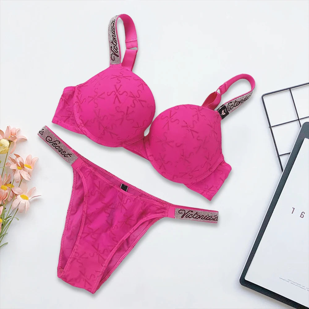 Women's Sporty Padded Adjustable Push-Up Bra & Panty Set – Seamless Everyday Lingerie