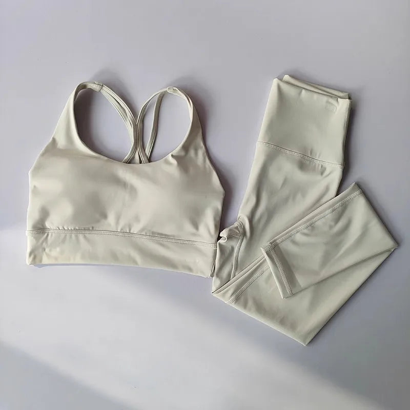 2pcs Women Seamless Yoga Set Sport Suit Gymwear Workout Clothes Gym Crop Top High Waist Legging Fitness Bra Set Sports Suits