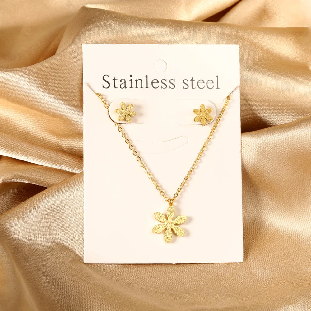 LUXUKISSKIDS Fashion Water Drop Choker Necklace Earrings Sets Stainless Steel Woman/Girls Luxury Jewelry Set Wedding Accessories