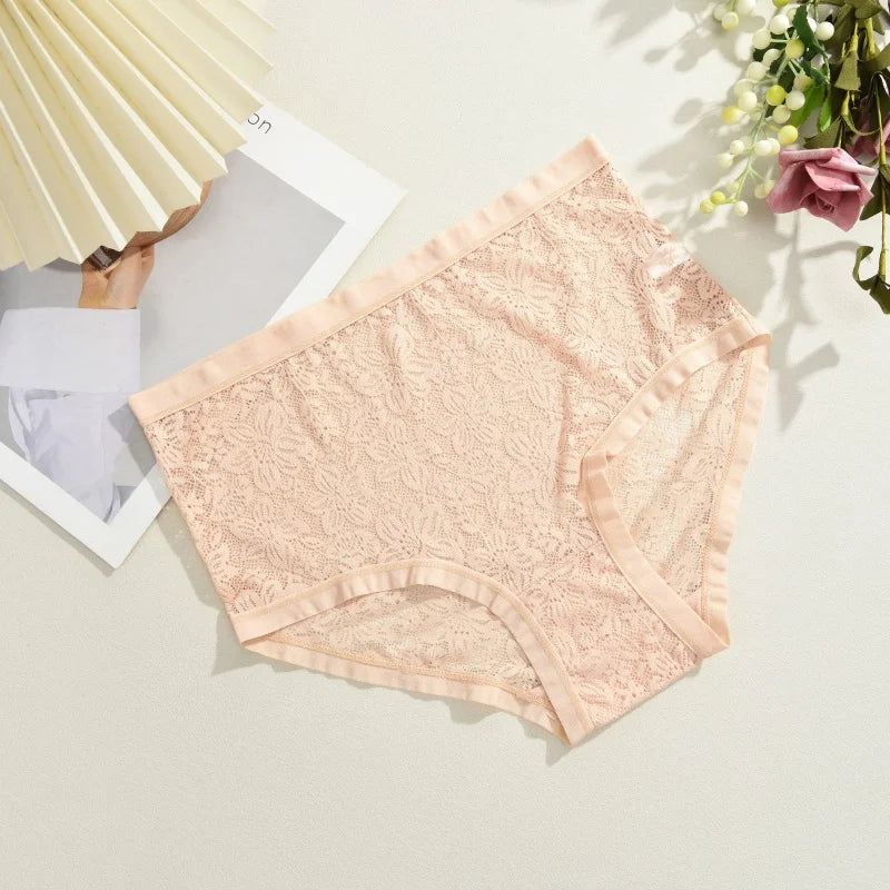 Hollow-Out Floral Lace Brief Panties – Sexy Low-Rise Underwear for Women (S–2XL, 6 Colors)