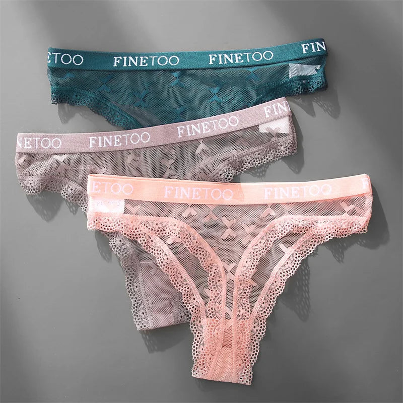 Lace Sheer Thong — Logo Waistband Low-Rise G-String