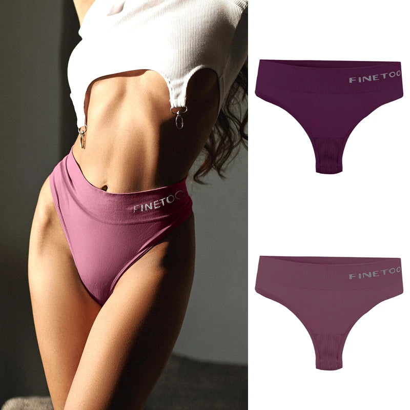 2-Pack High Waist Seamless Thongs — Plus Size G-String Panties M–2XL