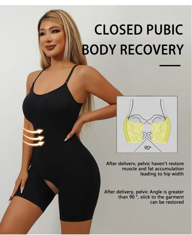 Seamless Full Body Shaper — Tummy Control Open-Crotch Bodysuit