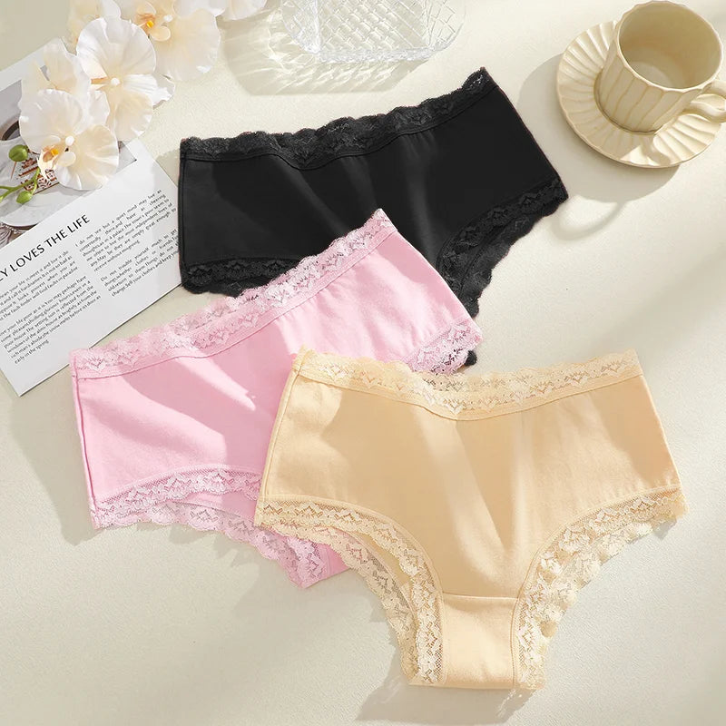 3-Pack Seamless Cotton Brief Panties – Breathable Low-Rise Underwear for Women (S–2XL, 8 Color Sets)