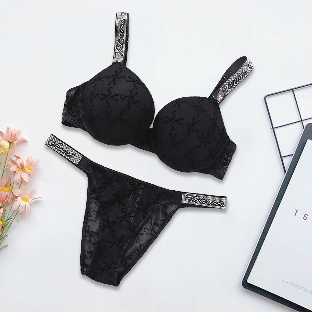 Women's Sporty Padded Adjustable Push-Up Bra & Panty Set – Seamless Everyday Lingerie
