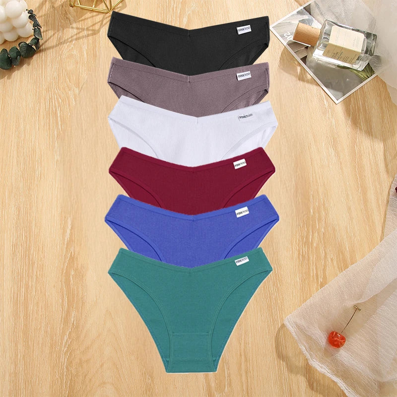 FINETOO 6Pcs/Set M-4XL Sexy Cotton Panties Female Underpants Sexy Panties for Women Briefs Underwear Plus Size Pantys Lingerie