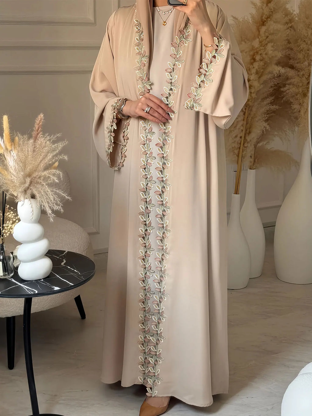 Women's Luxury Embroidered Abaya | Sequin & Bead Detail | Gulf Style