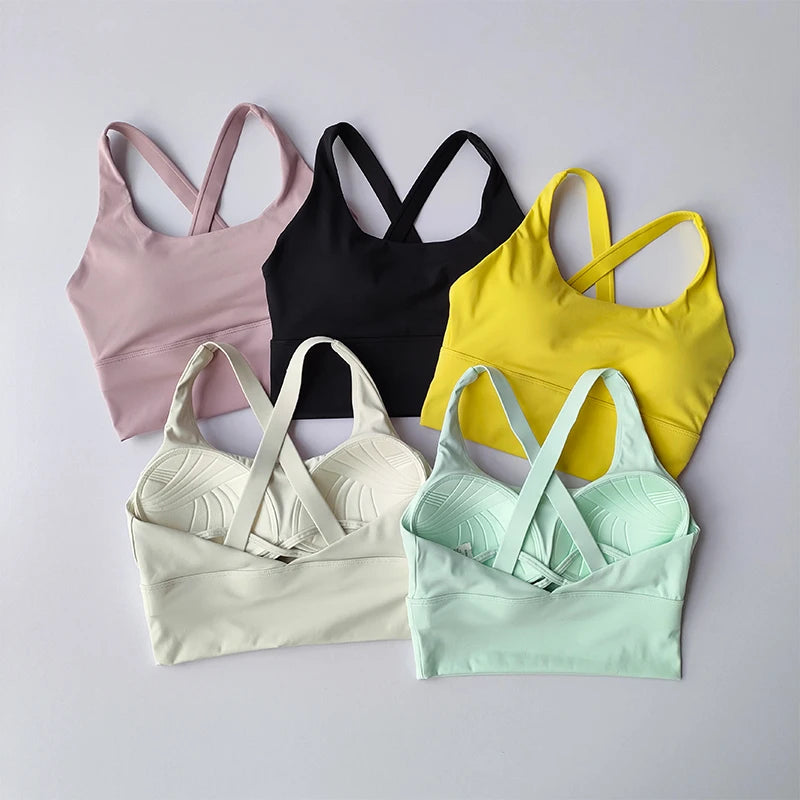 Fixed Pad Sports Bra Underwear High-strength Professional Shockproof  Running Bra Gym Push Up Lingerie Yoga Fitness Bra