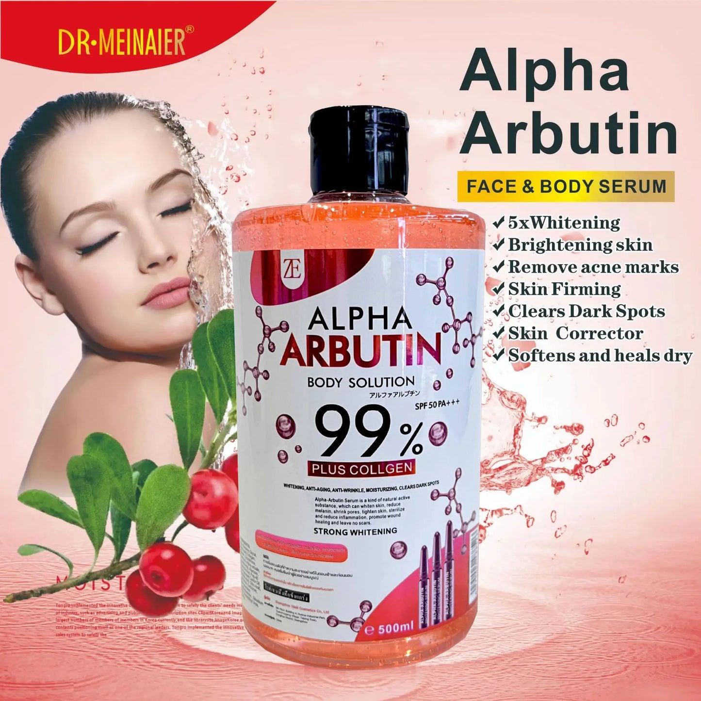 Alpha Arbutin Skin Whitening & Brightening Body Serum – Dark Spot Reduction, Even Tone & Anti-Aging (500ml)