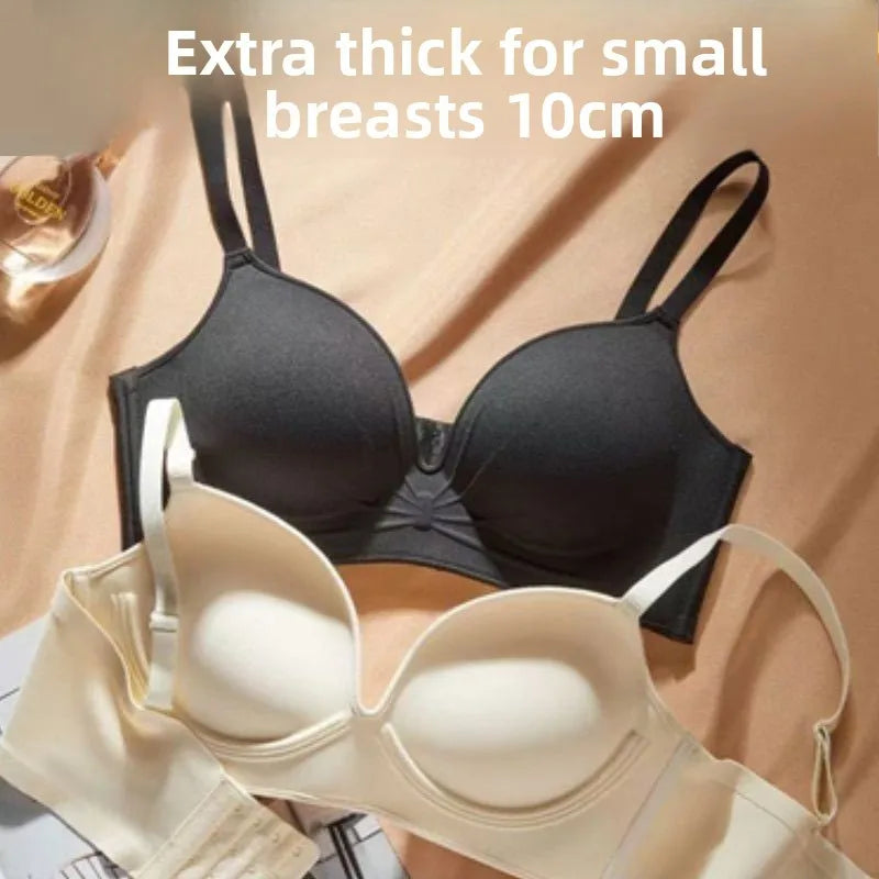 Women's 10CM Extreme Push Up Bra for AA/A Cup | Anti-Sagging Side-Smoothing Wireless Bra | Seamless Invisible T-Shirt Bra for Small Bust (32–38 / 70–85)