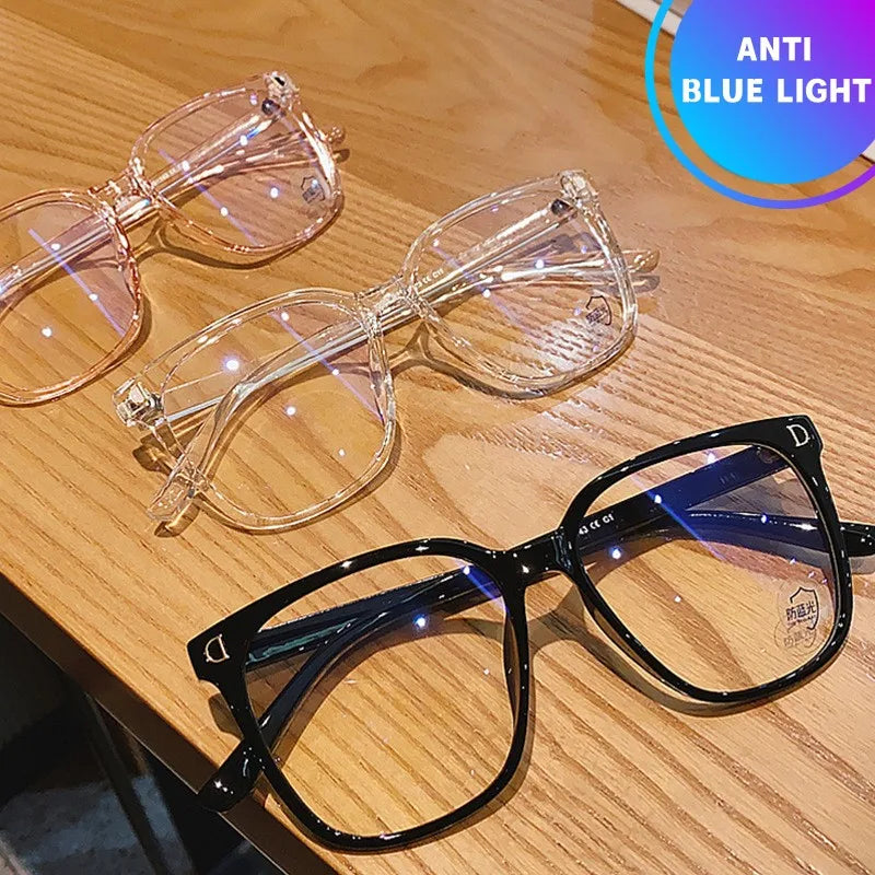 Oversized Square Myopia Glasses | Black, Pink & Clear Frames