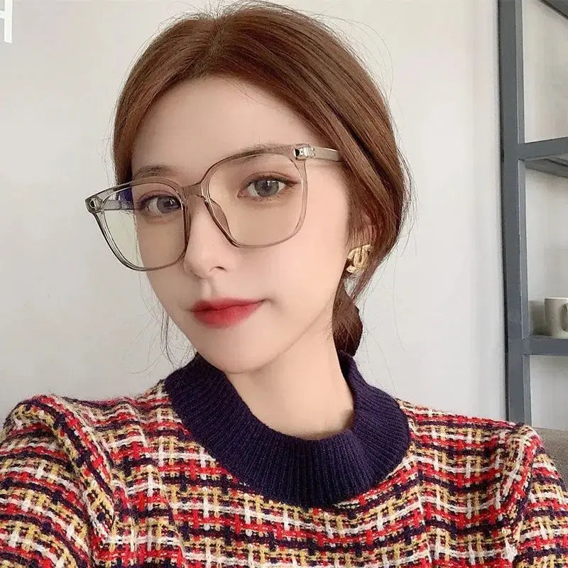 Oversized Square Myopia Glasses | Black, Pink & Clear Frames