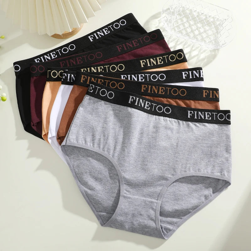 FINETOO 4Pcs Cotton High Waist Seamless Underwear Women's Breathable Elastic Belts Panties Plus Size Comfortable Lingerie S-XXL