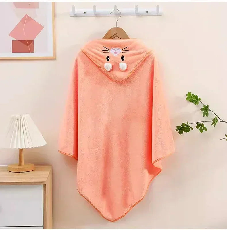 Cute Animal Baby Bath Towel – Soft, Absorbent Hooded Wrap for Newborns & Toddlers (80x80cm)