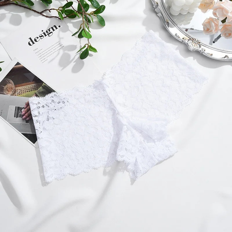 Bow-Trim Lace Boyshort Panty – Low-Rise Breathable Underwear for Women (S–XL, 6 Colors)