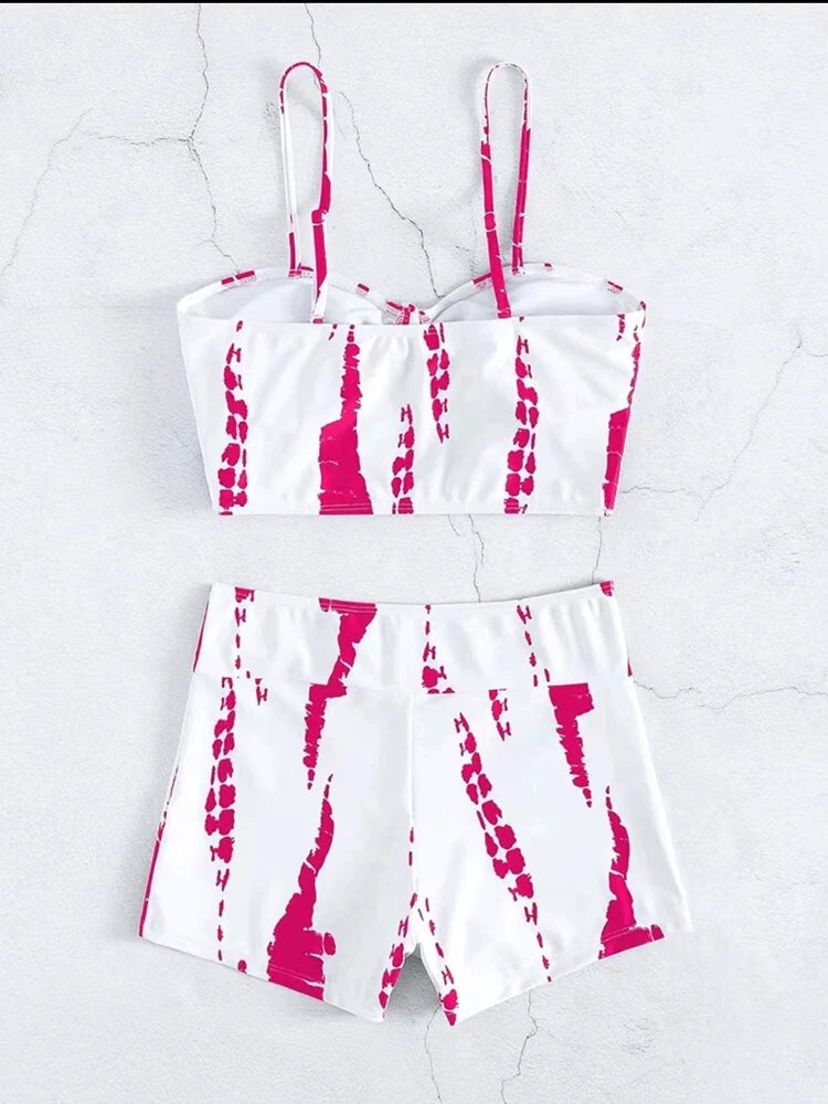 High Waist Shorts Bikini Set — Drawstring Top & Swim Shorts | Women's Swimwear