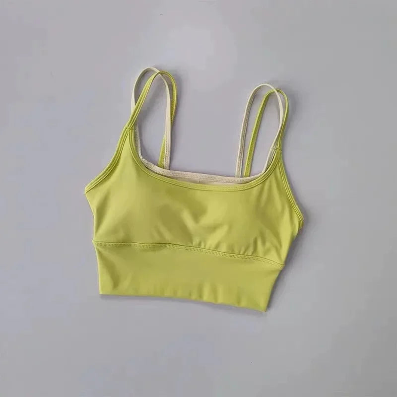 Women's Shockproof Gathering Sports Bra – Quick-Dry Suspender Vest | Yoga Fitness Running