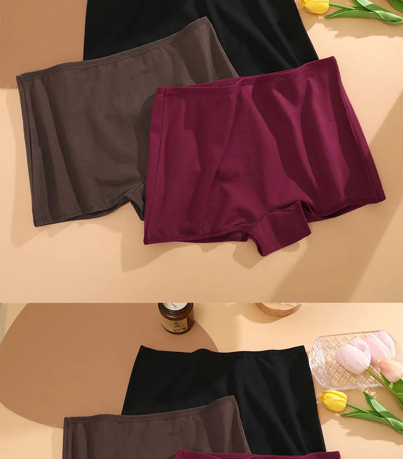 Women's Cotton Boyshort Panties – 4-Piece Set | Seamless Comfortable Underwear (XS–1XL)