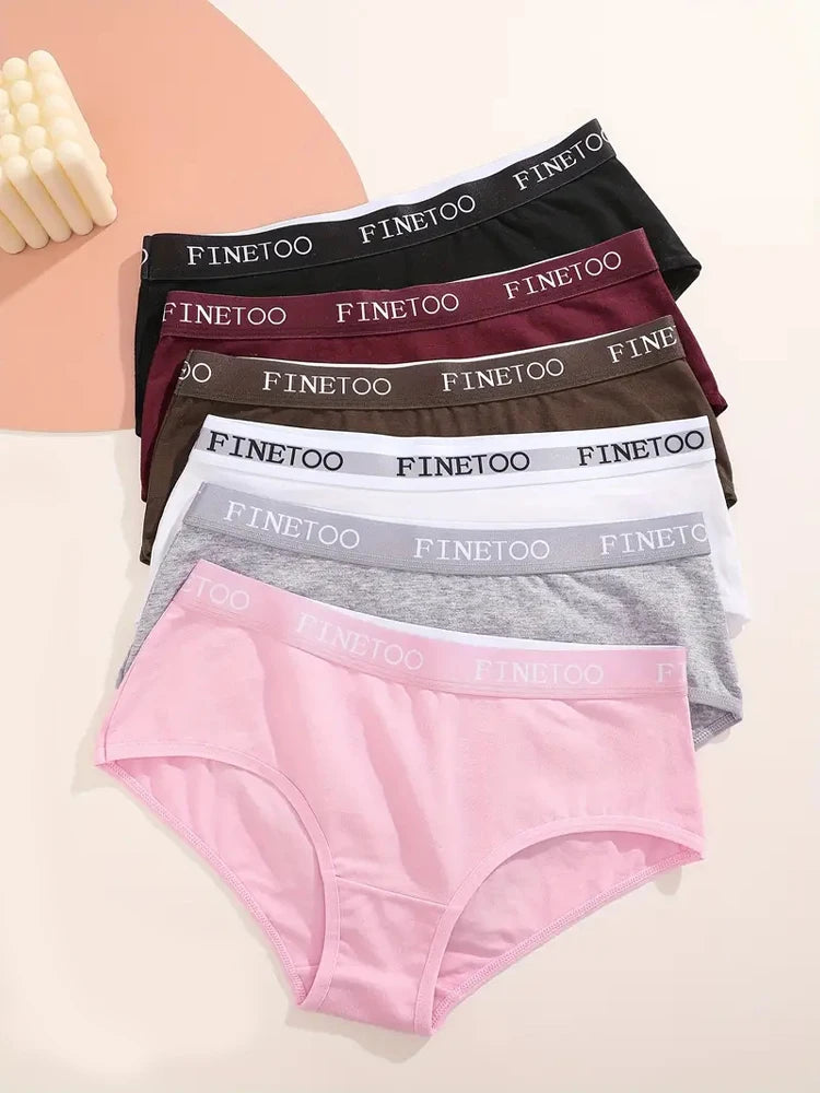 6-Pack Cotton Logo Waistband Bikini Briefs — Low-Rise Breathable Sport Panties