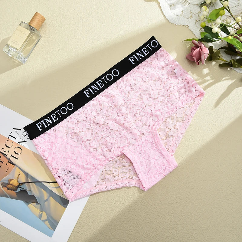 High-Waist Lace Bikini Panty – Hollow Floral Breathable Underwear for Women (S–XL, 6 Colors)