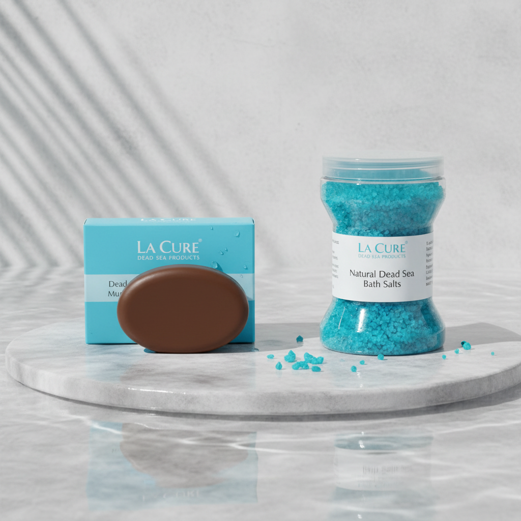 La Cure Blue Dead Sea Bath Salts & Mineral Mud Soap Duo – Ocean Spa Set